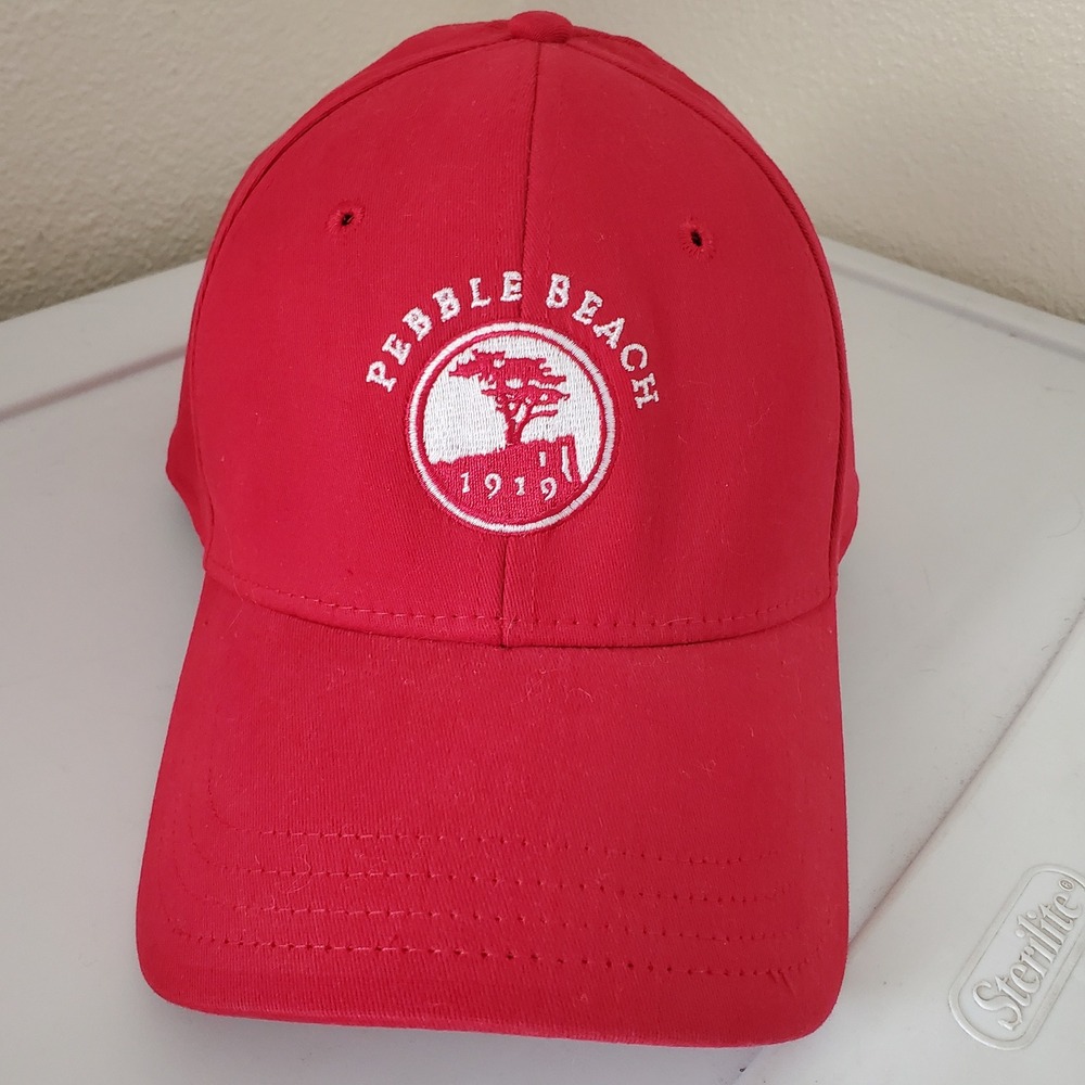 Pukka Pebble Beach 1919 Golf Hat Red Flex Fit L/XL American Flag Baseball Cap